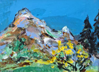 Acryl schilderij, Maya Wildevuur, Landschap, 1993